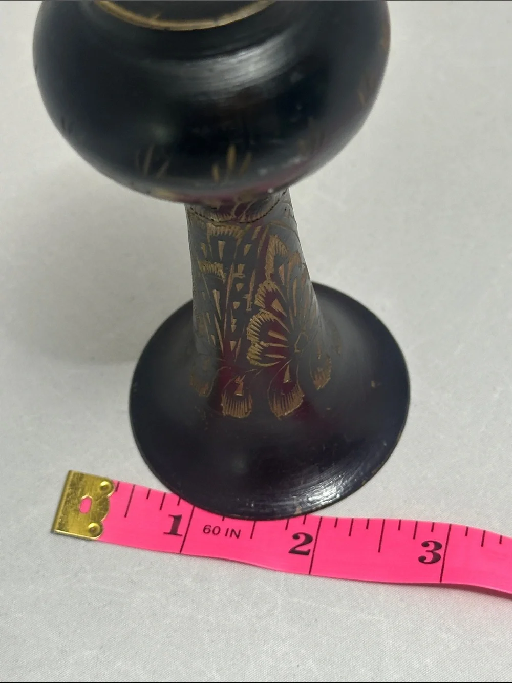 Black and Gold Floral Accent Vase